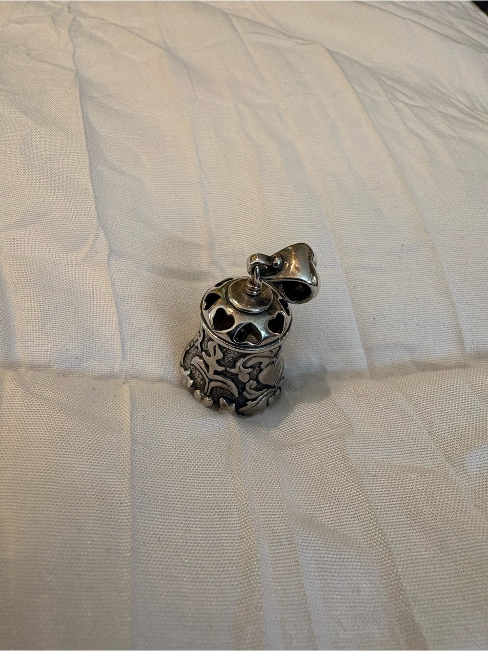 Vintage Sterling Silver  Decorative Bell Pendant - Gorgeous rare piece charm